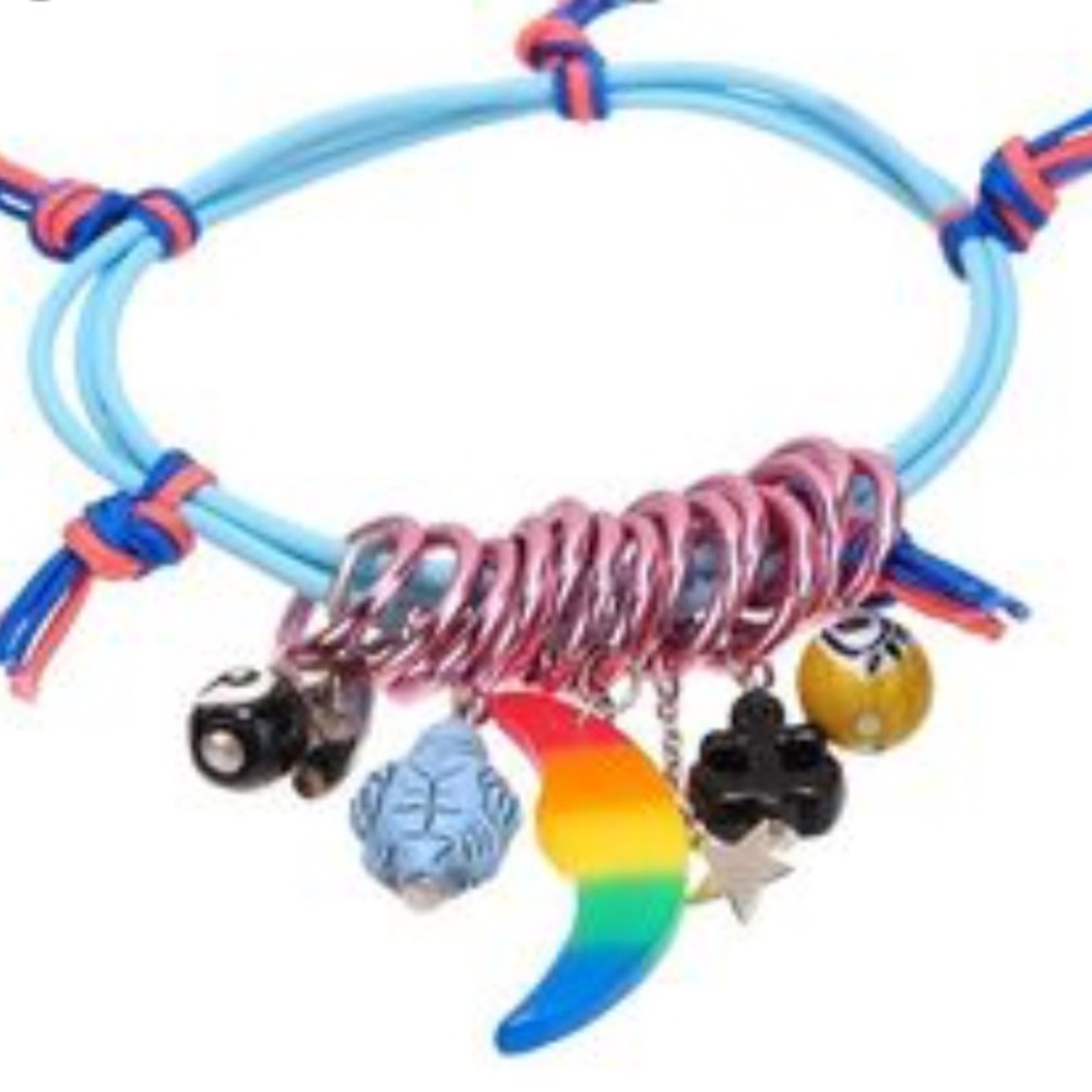 New Colored Rubber & Hanging charm Bracelet